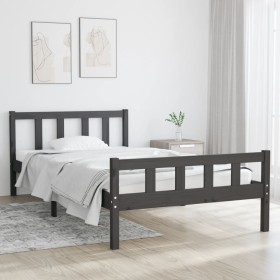 Estructura de cama madera maciza gris 100x200 cm de vidaXL, Camas y somieres - Ref: Foro24-810671, Precio: 114,91 €, Descuent...