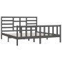 Estructura de cama de madera maciza de pino gris 200x200 cm de vidaXL, Camas y somieres - Ref: Foro24-3107635, Precio: 170,34...