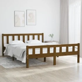 Estructura de cama madera maciza marrón miel 120x200 cm de vidaXL, Camas y somieres - Ref: Foro24-810677, Precio: 116,91 €, D...