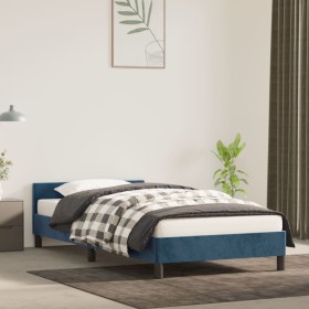 Estructura cama con cabecero terciopelo azul oscuro 90x190 cm de vidaXL, Camas y somieres - Ref: Foro24-347547, Precio: 95,72...