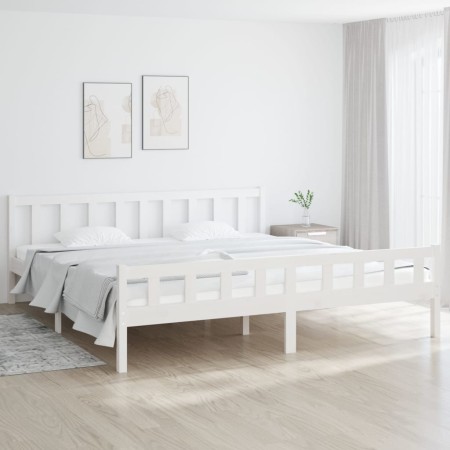 Estructura de cama de madera maciza blanca 160x200 cm de vidaXL, Camas y somieres - Ref: Foro24-810690, Precio: 153,10 €, Des...