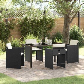 Conjunto de Comedor de Jardín 5 pcs Negro ratán sintético en Sillas de jardín | Comprar online en Foru.es