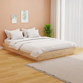 Estructura de cama doble pequeña madera maciza 120x190 cm de vidaXL, Camas y somieres - Ref: Foro24-819942, Precio: 145,87 €,...