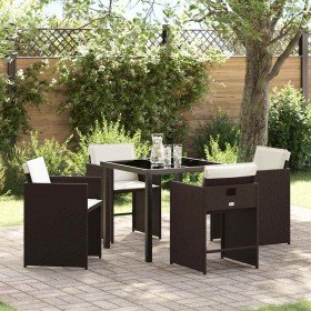 Conjunto de Comedor de Jardín 5 pcs Marrón ratán sintético en Sillas de jardín | Comprar online en Foru.es