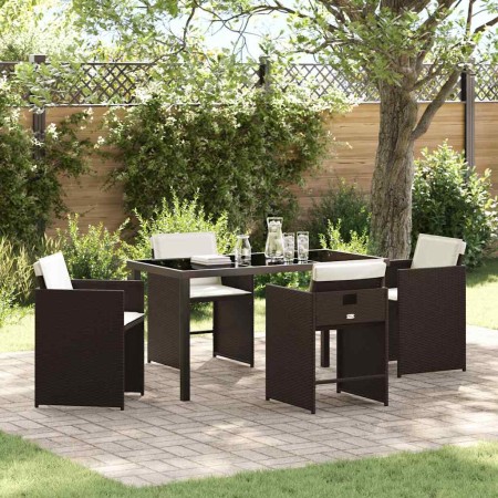 Conjunto de Comedor de Jardín 5 pcs Marrón ratán sintético en Sillas de jardín | Comprar online en Foru.es