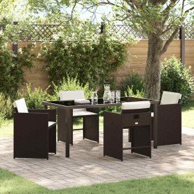 Conjunto de Comedor de Jardín 5 pcs Marrón ratán sintético en Sillas de jardín | Comprar online en Foru.es