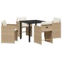 Conjunto de Comedor de Jardín 5 pcs Beige ratán sintético en Sillas de jardín | Comprar online en Foru.es