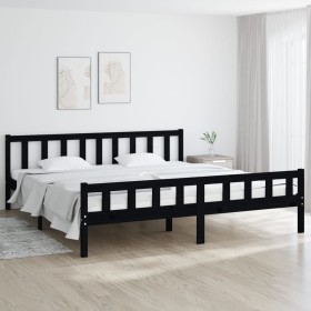 Estructura de cama de madera maciza negro 200x200 cm de vidaXL, Camas y somieres - Ref: Foro24-810703, Precio: 142,54 €, Desc...
