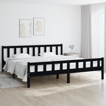 Estructura de cama de madera maciza negro 200x200 cm de vidaXL, Camas y somieres - Ref: Foro24-810703, Precio: 142,54 €, Desc...