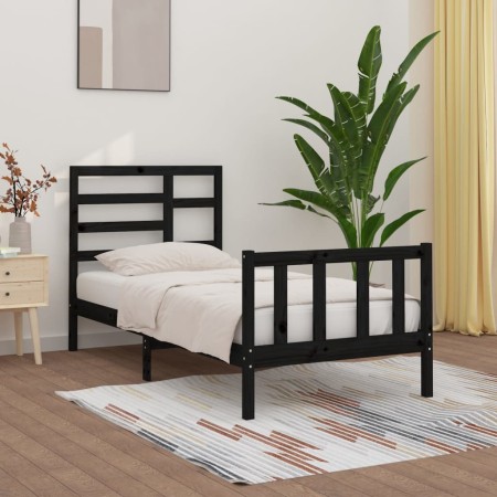 Estructura de cama madera maciza de pino negro 100x200 cm de vidaXL, Camas y somieres - Ref: Foro24-3107607, Precio: 131,35 €...