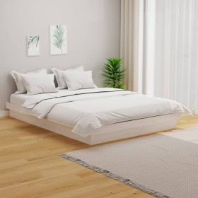 Estructura de cama de madera maciza blanca 140x190 cm de vidaXL, Camas y somieres - Ref: Foro24-819953, Precio: 171,65 €, Des...