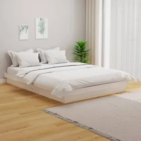 Weißer Massivholzbettrahmen 140x190 cm von vidaXL, Betten und Lattenroste - Ref: Foro24-819953, Preis: 139,23 €, Rabatt: %