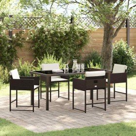 Conjunto de Comedor de Jardín 5 pcs Marrón ratán sintético en Sillas de jardín | Comprar online en Foru.es