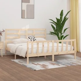Estructura de cama de madera maciza de pino 200x200 cm de vidaXL, Camas y somieres - Ref: Foro24-3107633, Precio: 141,26 €, D...