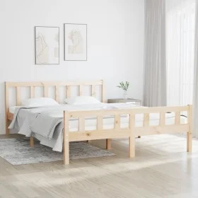 Estructura de cama madera maciza 150x200 cm de vidaXL, Camas y somieres - Ref: Foro24-810684, Precio: 91,79 €, Descuento: %