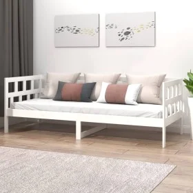 Solid white pine wood sofa bed 90x190 cm by vidaXL, Beds and slatted bases - Ref: Foro24-820218, Price: 141,47 €, Discount: %