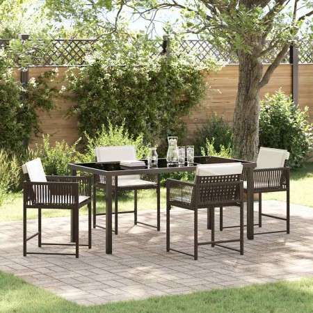 Conjunto de Comedor de Jardín 5 pcs Marrón ratán sintético en Sillas de jardín | Comprar online en Foru.es