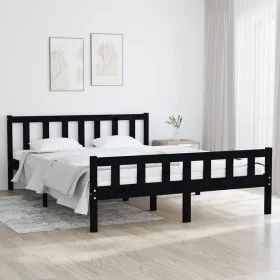 Schwarzer Massivholzbettrahmen 120x200 cm von vidaXL, Betten und Lattenroste - Ref: Foro24-810678, Preis: 115,78 €, Rabatt: %