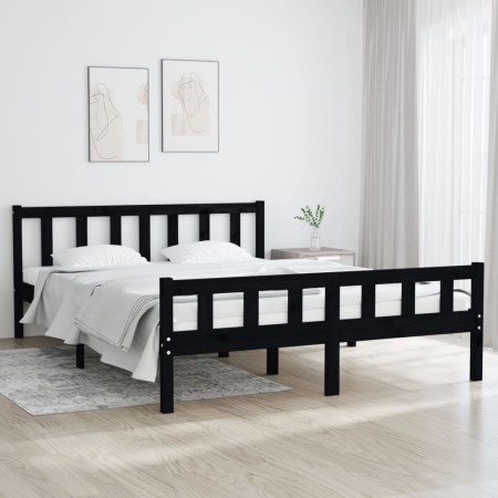 Estructura de cama madera maciza negro 120x200 cm de vidaXL, Camas y somieres - Ref: Foro24-810678, Precio: 117,24 €, Descuen...