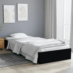 Estructura de cama madera maciza individual negra 75x190 cm de vidaXL, Camas y somieres - Ref: Foro24-820066, Precio: 78,26 €...