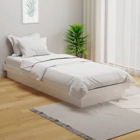 Weißer Einzelbettrahmen aus Massivholz, 75 x 190 cm von vidaXL, Betten und Lattenroste - Ref: Foro24-819933, Preis: 87,94 €, ...