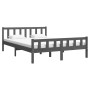 Estructura de cama de madera maciza gris 140x200 cm de vidaXL, Camas y somieres - Ref: Foro24-810681, Precio: 126,36 €, Descu...