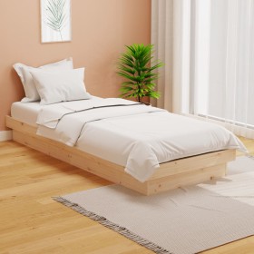 Estructura de cama madera maciza 75x190 cm de vidaXL, Camas y somieres - Ref: Foro24-819932, Precio: 102,69 €, Descuento: %