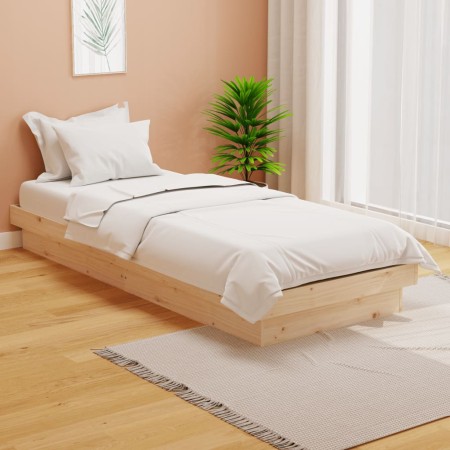 Estructura de cama madera maciza 75x190 cm de vidaXL, Camas y somieres - Ref: Foro24-819932, Precio: 102,69 €, Descuento: %