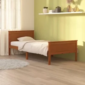 Estructura de cama madera maciza pino marrón miel 90x200 cm de vidaXL, Camas y somieres - Ref: Foro24-322188, Precio: 117,89 ...