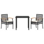 Conjunto de Comedor de Jardín 3 pcs Negro ratán sintético en Sillas de jardín | Comprar online en Foru.es