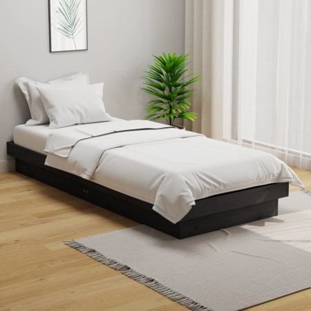 Estructura de cama individual madera maciza gris 75x190 cm de vidaXL, Camas y somieres - Ref: Foro24-819934, Precio: 117,62 €...