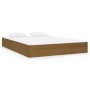 Estructura de cama doble madera maciza marrón miel 135x190 cm de vidaXL, Camas y somieres - Ref: Foro24-820080, Precio: 141,2...