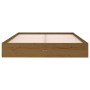Estructura de cama doble madera maciza marrón miel 135x190 cm de vidaXL, Camas y somieres - Ref: Foro24-820080, Precio: 141,2...