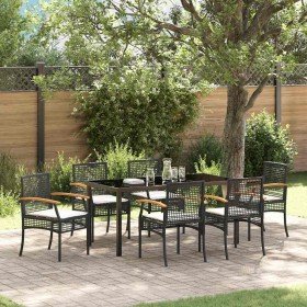 Conjunto de Comedor de Jardín 7 pcs Negro ratán sintético en Sillas de jardín | Comprar online en Foru.es