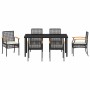 Conjunto de Comedor de Jardín 7 pcs Negro ratán sintético en Sillas de jardín | Comprar online en Foru.es