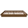 Estructura de cama doble madera maciza marrón miel 135x190 cm de vidaXL, Camas y somieres - Ref: Foro24-819950, Precio: 173,6...