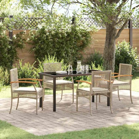 Conjunto de Comedor de Jardín 5 pcs Beige ratán sintético en Sillas de jardín | Comprar online en Foru.es