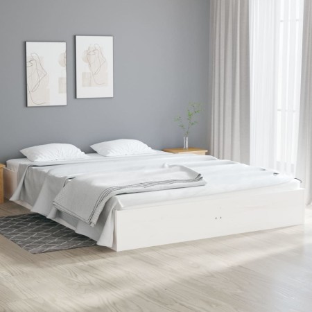 Estructura de cama doble pequeña madera maciza blanca 120x190cm de vidaXL, Camas y somieres - Ref: Foro24-820073, Precio: 115...