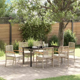 Conjunto de Comedor de Jardín 7 pcs Beige ratán sintético en Sillas de jardín | Comprar online en Foru.es