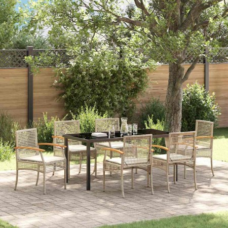 Conjunto de Comedor de Jardín 7 pcs Beige ratán sintético en Sillas de jardín | Comprar online en Foru.es