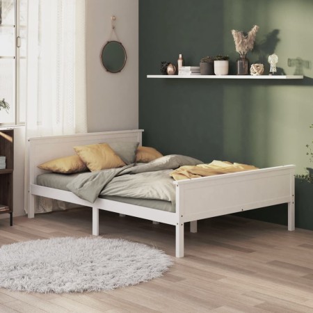 Estructura de cama de madera maciza de pino blanco 160x200 cm de vidaXL, Camas y somieres - Ref: Foro24-322185, Precio: 211,6...