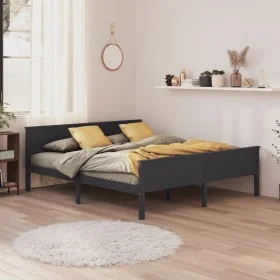 Estructura de cama madera maciza de pino gris 180x200 cm de vidaXL, Camas y somieres - Ref: Foro24-322207, Precio: 189,93 €, ...