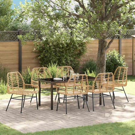 Conjunto de Comedor de Jardín 7 pcs Marrón ratán sintético en Sillas de jardín | Comprar online en Foru.es