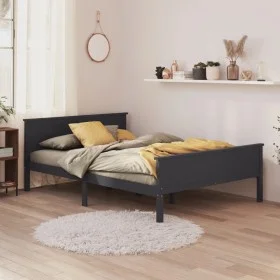 Estructura de cama de madera maciza de pino gris 160x200 cm de vidaXL, Camas y somieres - Ref: Foro24-322206, Precio: 156,74 ...