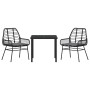 Conjunto de Comedor de Jardín 3 pcs Negro ratán sintético en Sillas de jardín | Comprar online en Foru.es