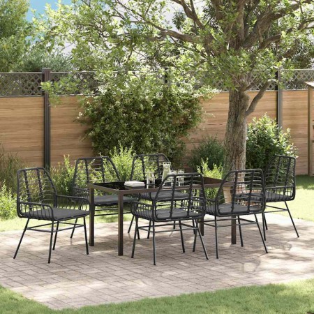 Conjunto de Comedor de Jardín 7 pcs Negro ratán sintético en Sillas de jardín | Comprar online en Foru.es