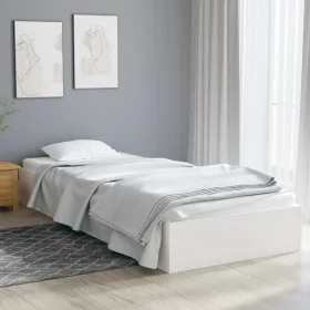 Weißer Einzelbettrahmen aus Massivholz, 75 x 190 cm von vidaXL, Betten und Lattenroste - Ref: Foro24-820063, Preis: 86,78 €, ...
