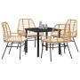 Conjunto de Comedor de Jardín 5 pcs Marrón ratán sintético en Sillas de jardín | Comprar online en Foru.es