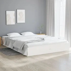 White solid wood bed frame 120x200 cm by vidaXL, Beds and slatted bases - Ref: Foro24-820048, Price: 108,66 €, Discount: %