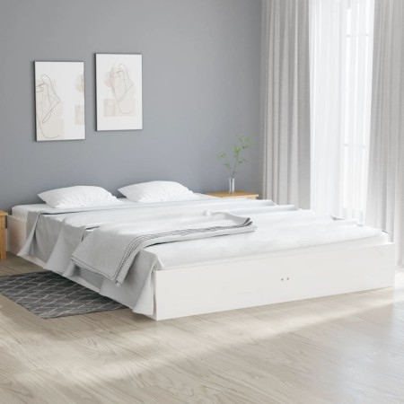 Estructura de cama madera maciza blanca 120x200 cm de vidaXL, Camas y somieres - Ref: Foro24-820048, Precio: 119,15 €, Descue...